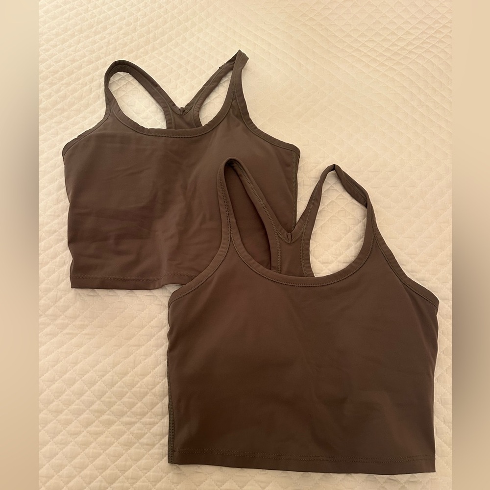 Army Green Racerback Crop Tops - Picture 2 of 3